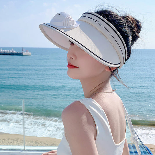 2023 new summer fashion women's hat sunscreen hollow hat fan sunshade hat sun hat