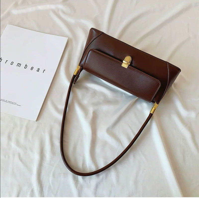 2023 new leather shoulder bag, advanced French stick bag, small design, portable women's bag, underarm bag wholesale