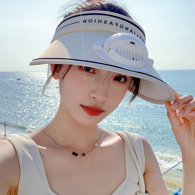 2023 new summer fashion women's hat sunscreen hollow hat fan sunshade hat sun hat