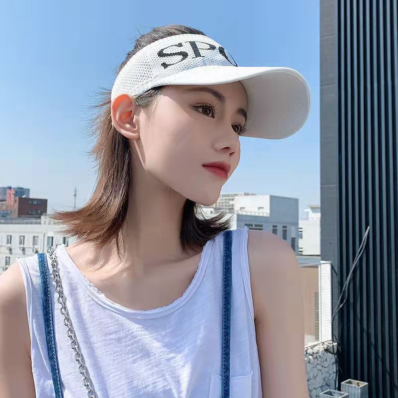 Summer sunscreen empty hat Women's outdoor sports net Red spring sunshade knitted hat Running cycling duck tongue sun hat