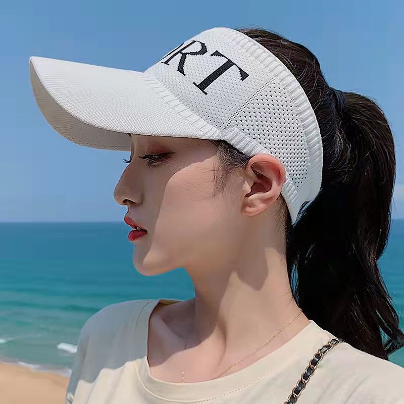 Summer sunscreen empty hat Women's outdoor sports net Red spring sunshade knitted hat Running cycling duck tongue sun hat