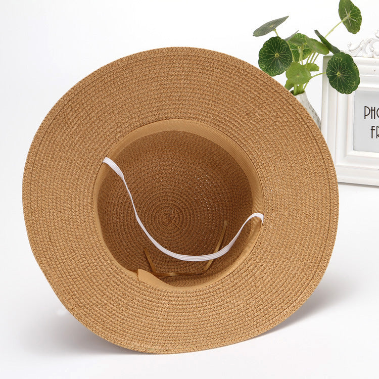 Hat Women's summer Korean version wide brim beach sun hat foldable bow straw hat Women's sun hat